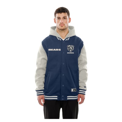  Chicago Bears New Era Full-Snap Fleece Hooded Jacket - Navy/Gray