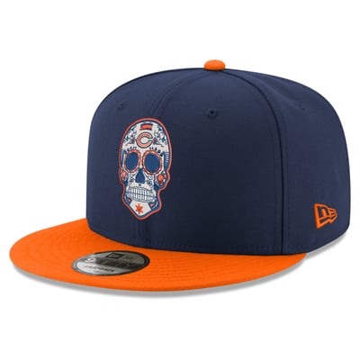 Chicago Bears New Era Hispanic Heritage Sugar Skull 9FIFTY Snapback Hat - Navy/Orange