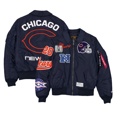 Chicago Bears New Era x Alpha Industries MA-1 Full-Zip Bomber Jacket - Navy