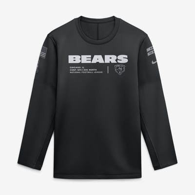  Chicago Bears Nike 2026 Salute to Service Sideline Coaches Crewneck Therma-FIT Sweatshirt - Black