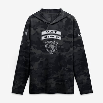  Chicago Bears Nike 2026 Salute to Service Sideline Lightweight Hooded Dri-FIT Long Sleeve Top - Black
