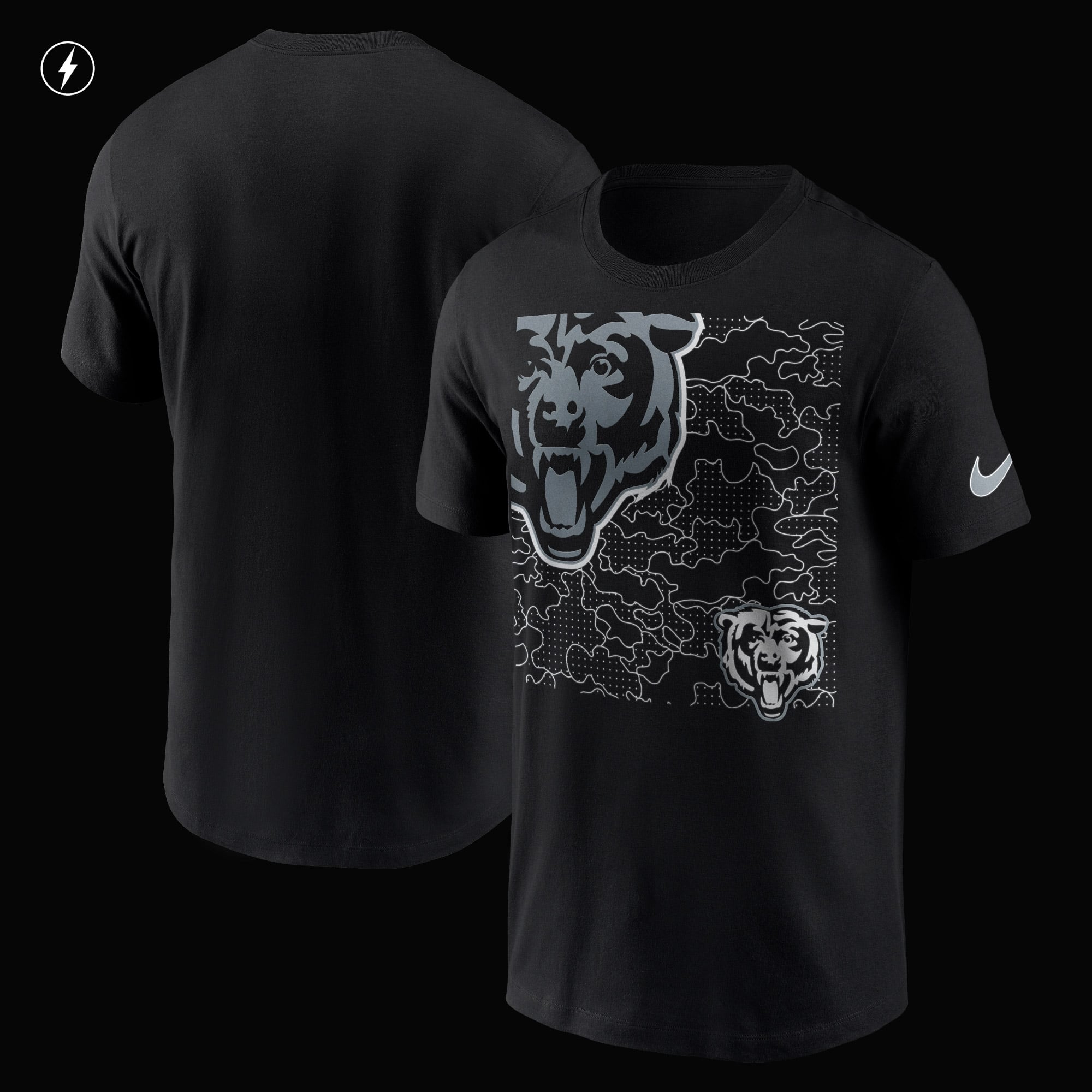 Men's Nike Black Chicago Bears RFLCTV T-Shirt