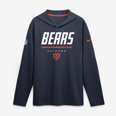 Chicago Bears Nike Sideline Game On Lightweight Long Sleeve Hooded Dri-FIT Top - Navy
