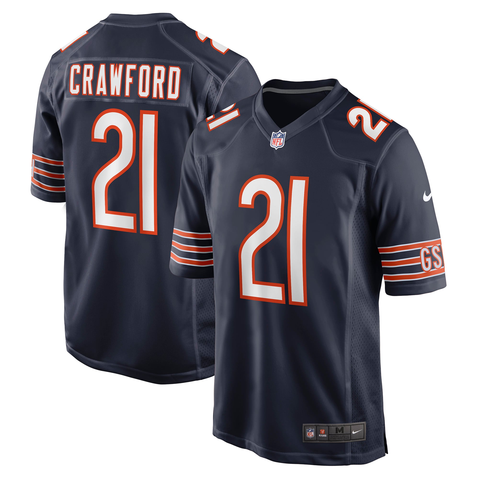 Men's Nike Xavier Crawford Navy Chicago Bears Player Game Jersey