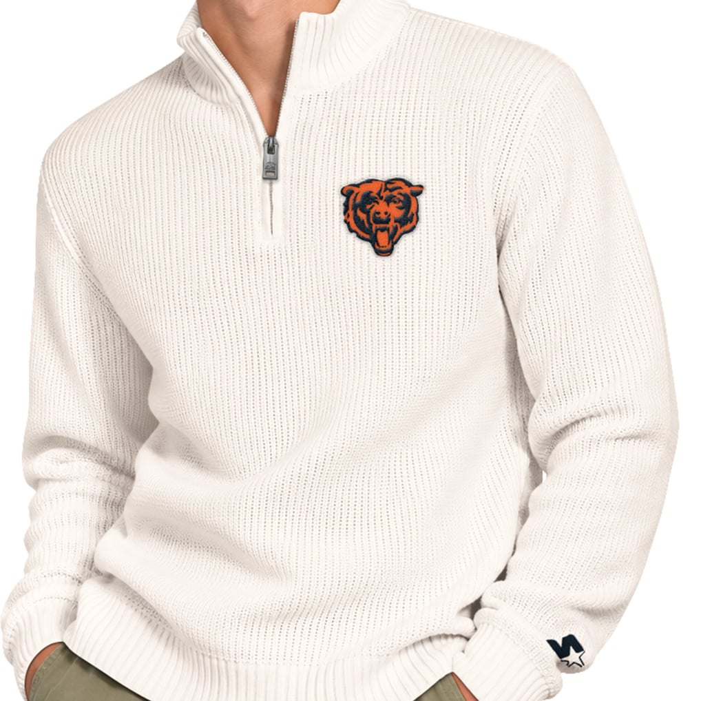 Men's Chicago Bears Starter Cream Quarter-Zip Sweater