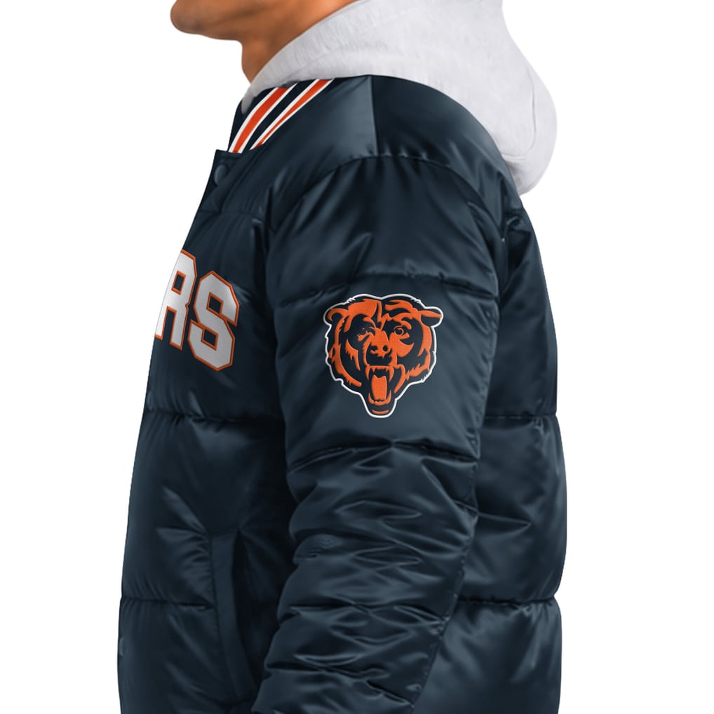 Men's Starter Navy Chicago Bears Bronx Full Snap Puffer Jacket
