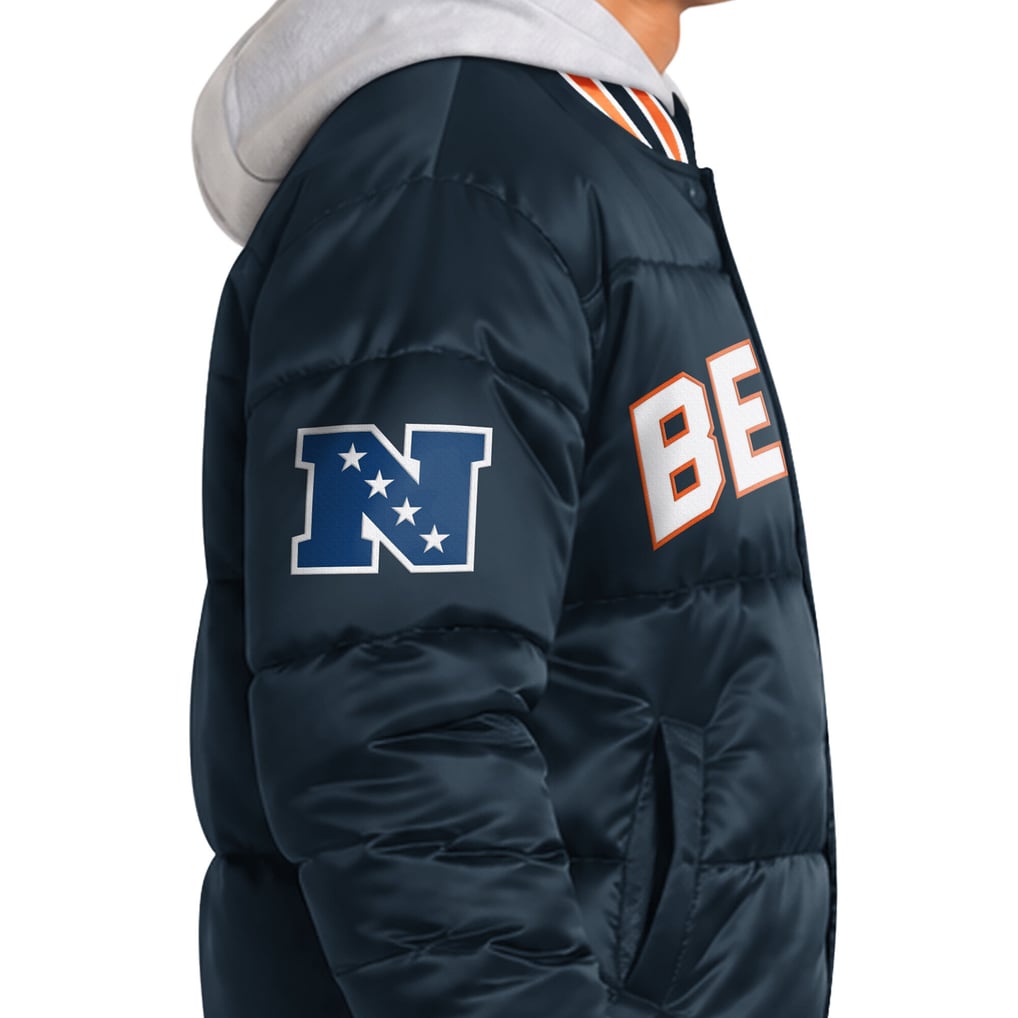 Men's Starter Navy Chicago Bears Bronx Full Snap Puffer Jacket