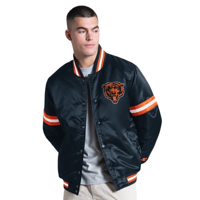 Chicago Bears Starter Courtside Varsity Full Snap Jacket - Navy