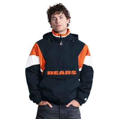 Chicago Bears Starter The Throwback Half-Zip Hooded Jacket - Navy