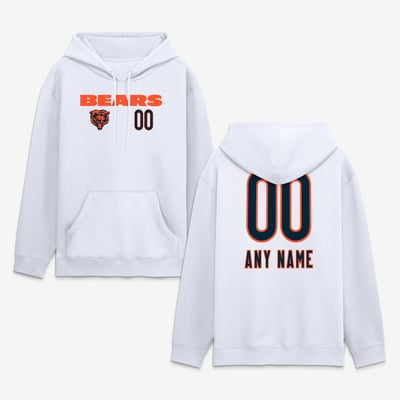 Chicago Bears  Touchdown Wordmark Personalized Name & Number Hoodie - White