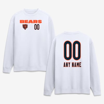 Chicago Bears  Touchdown Wordmark Personalized Name & Number Sweatshirt - White