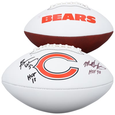 Mike Singletary & Brian Urlacher Chicago Bears Autographed Fanatics Authentic Franklin White Panel Football with Multiple Inscriptions