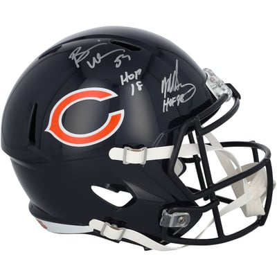 Mike Singletary & Brian Urlacher Chicago Bears Autographed Fanatics Authentic Riddell Speed Replica Helmet with Multiple Inscriptions