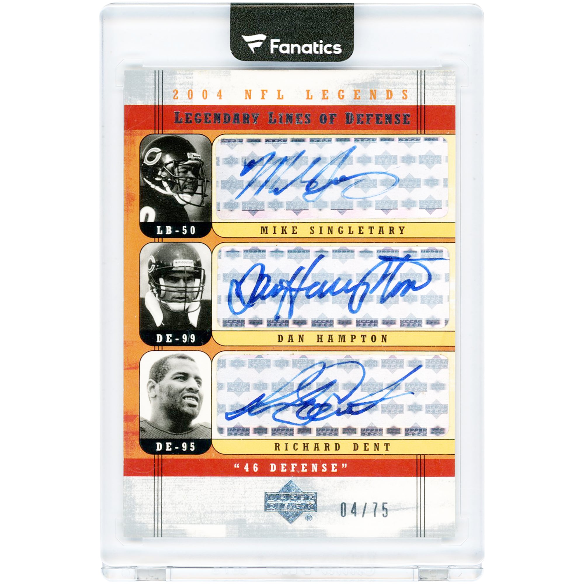 Mike Singletary, Dan Hampton & Richard Dent Chicago Bears Autographed ...