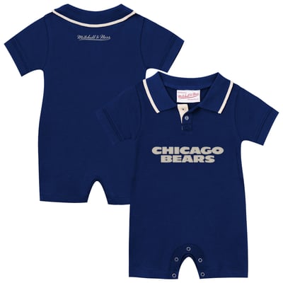 Chicago Bears Mitchell & Ness Newborn & Infant Retro Roots Rugby Romper - Navy