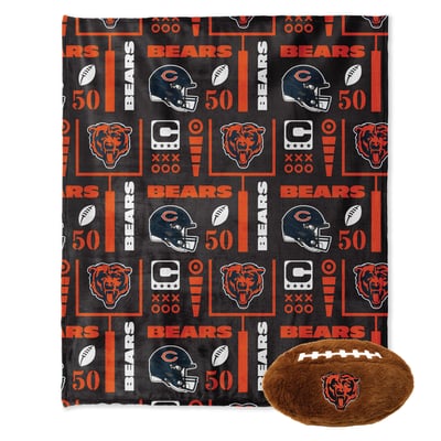 Chicago Bears Pegasus 50" x 60" Blackout Team Spirit Ultra Soft Throw & Plush Football Combo Pack