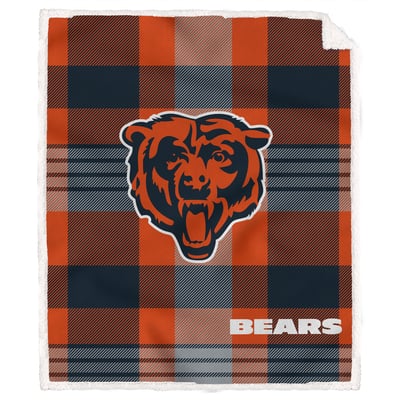 Chicago Bears Pegasus Bold Plaid Steel 50" x 60" Ultra Cozy Sherpa Blanket