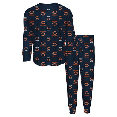 Chicago Bears Outerstuff Preschool All-Over-Print Long Sleeve T-Shirt and Pants Sleep Set - Navy