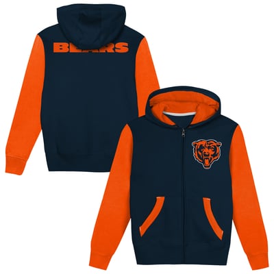  Chicago Bears Outerstuff  Preschool Stadium Colorblock Full-Zip Hoodie - Navy/Orange
