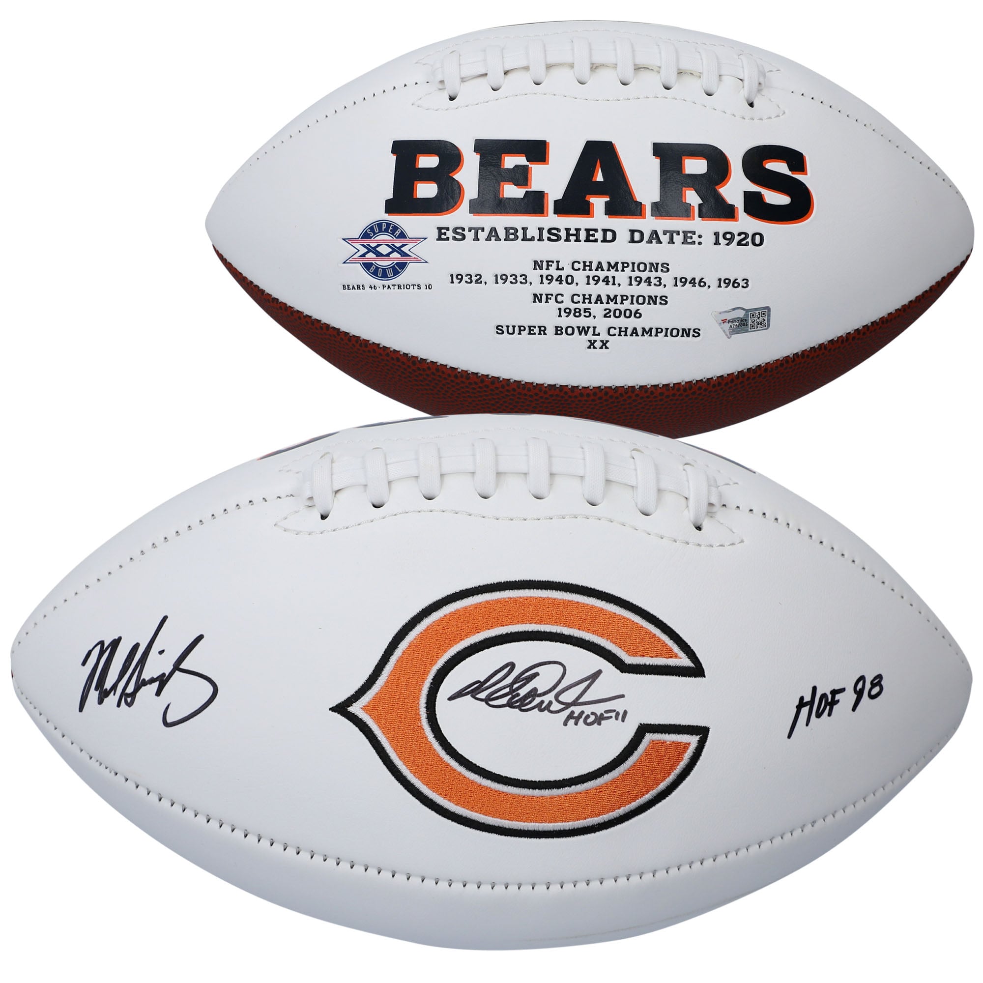Richard Dent & Mike Singletary Chicago Bears Autographed White