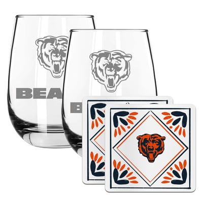 Chicago Bears The Memory Company 15oz. Stemless Wine Glass & Coaster Set