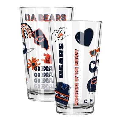 Chicago Bears The Memory Company 2-Pack 16oz. Pint Glass Loco Design Set