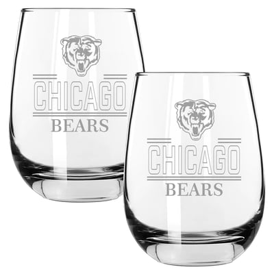 Chicago Bears The Memory Company Two-Piece 15oz. Classic Crew Stemless Wine Glass Set