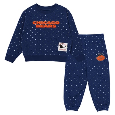 Chicago Bears Mitchell & Ness Toddler Polka Dot Sweatshirt & Pants Set - Navy