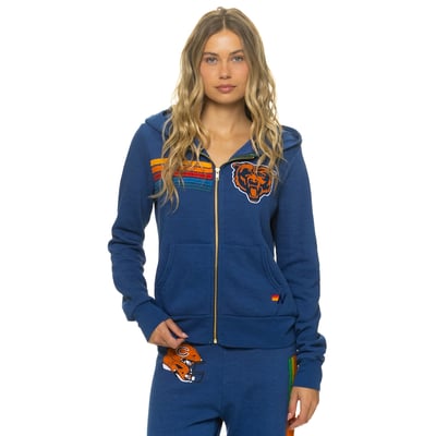Chicago Bears Aviator Nation Unisex Tri-Blend Full-Zip Hoodie - Navy