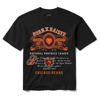 Chicago Bears Born x Raised Unisex Crest T-Shirt - Black