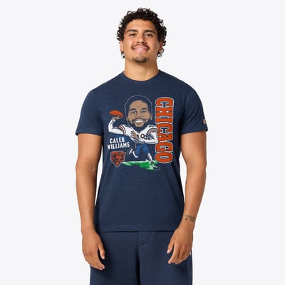 Caleb Williams Chicago Bears Homage Unisex Caricature Player Graphic Tri-Blend T-Shirt - Navy
