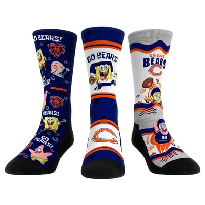  Chicago Bears Rock Em Unisex x Nickelodeon Spongebob Squarepants 3-Pack Crew Socks Set - 