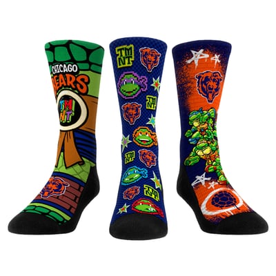  Chicago Bears Rock Em Unisex TMNT Three-Pack Crew Sock Set - Navy