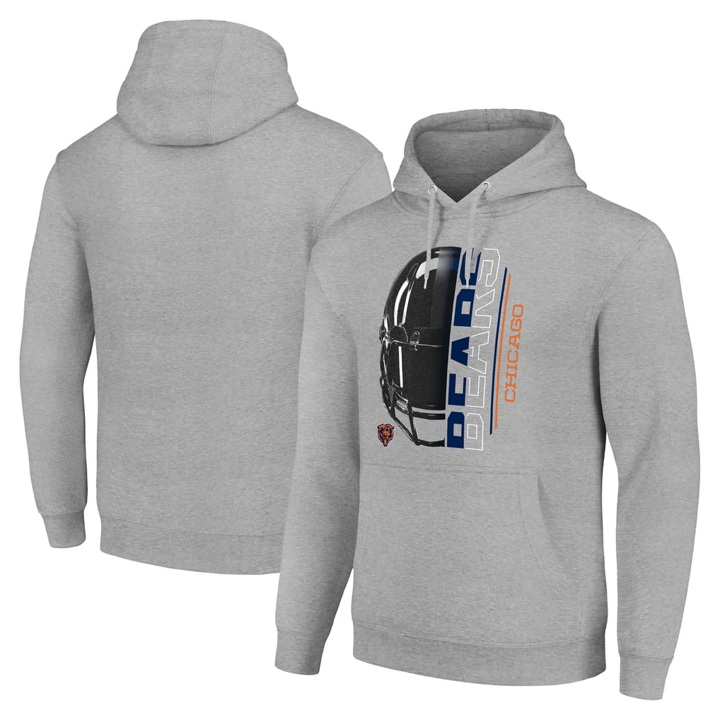 Chicago Bears Starter Unisex Half Helmet Logo Pullover Hoodie - Heather Gray