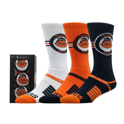 Chicago Bears Strideline Unisex Retro Premium 3-Pack Knit Crew Socks Set