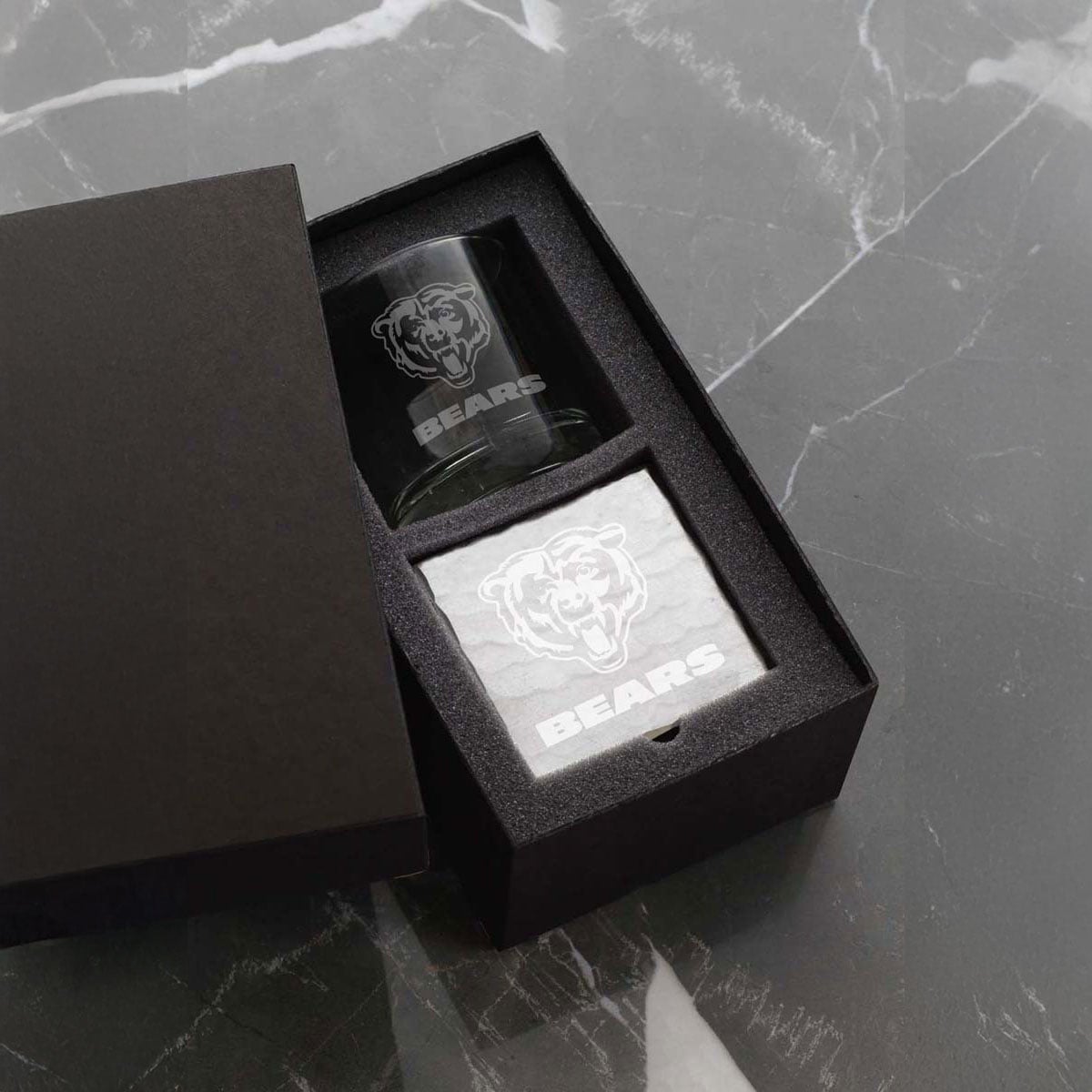 Glass Id Code Wendell August Forge Chicago Bears Etched Rocks Glass & Square Coaster Set