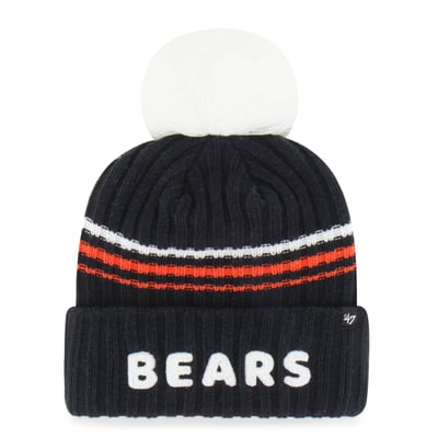  Chicago Bears '47 Women's Fuzzy Script Cuffed Knit Hat with Pom - Navy