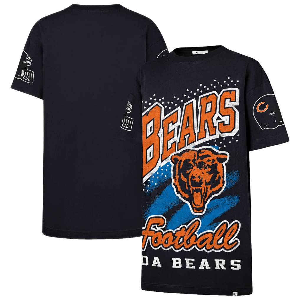 Women's Chicago Bears '47 Navy Oversized Gemstone Swash T-Shirt Dress