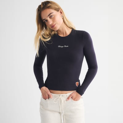 Chicago Bears Abercrombie & Fitch Women's Script Long Sleeve T-Shirt - Navy