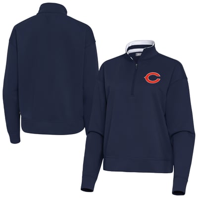Chicago Bears Antigua Women's Goddess Quarter-Zip Pullover - Navy