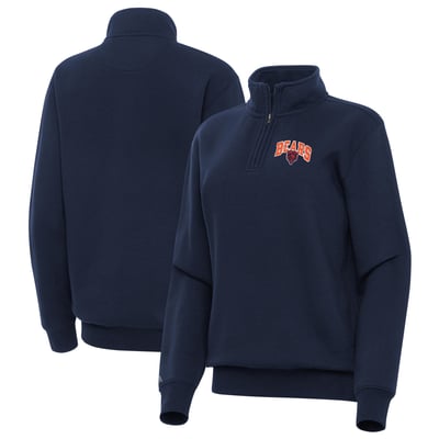 Chicago Bears Antigua Women's Victory Quarter-Zip Pullover - Navy
