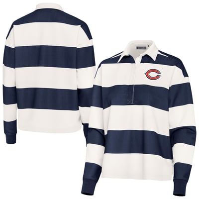 Chicago Bears Antigua Women's Banner Rugby Long Sleeve Polo - Navy/Cream