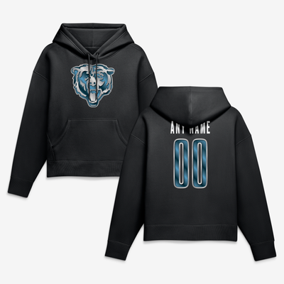 Chicago Bears Women's Forged Mascot Personalized Name & Number Hoodie - Black