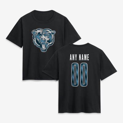 Chicago Bears Women's Forged Mascot Personalized Name & Number T-Shirt - Black