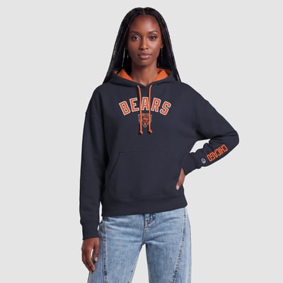  Chicago Bears Women's Champion Contrast Liner Hoodie - Navy/Orange