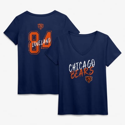Colston Loveland Chicago Bears Women's Hustle Name & Number V-Neck T-Shirt - Navy