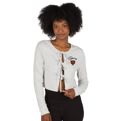 Chicago Bears Concepts Sport Women's Fray Knit Long-Sleeve Tie Front Top - Gray