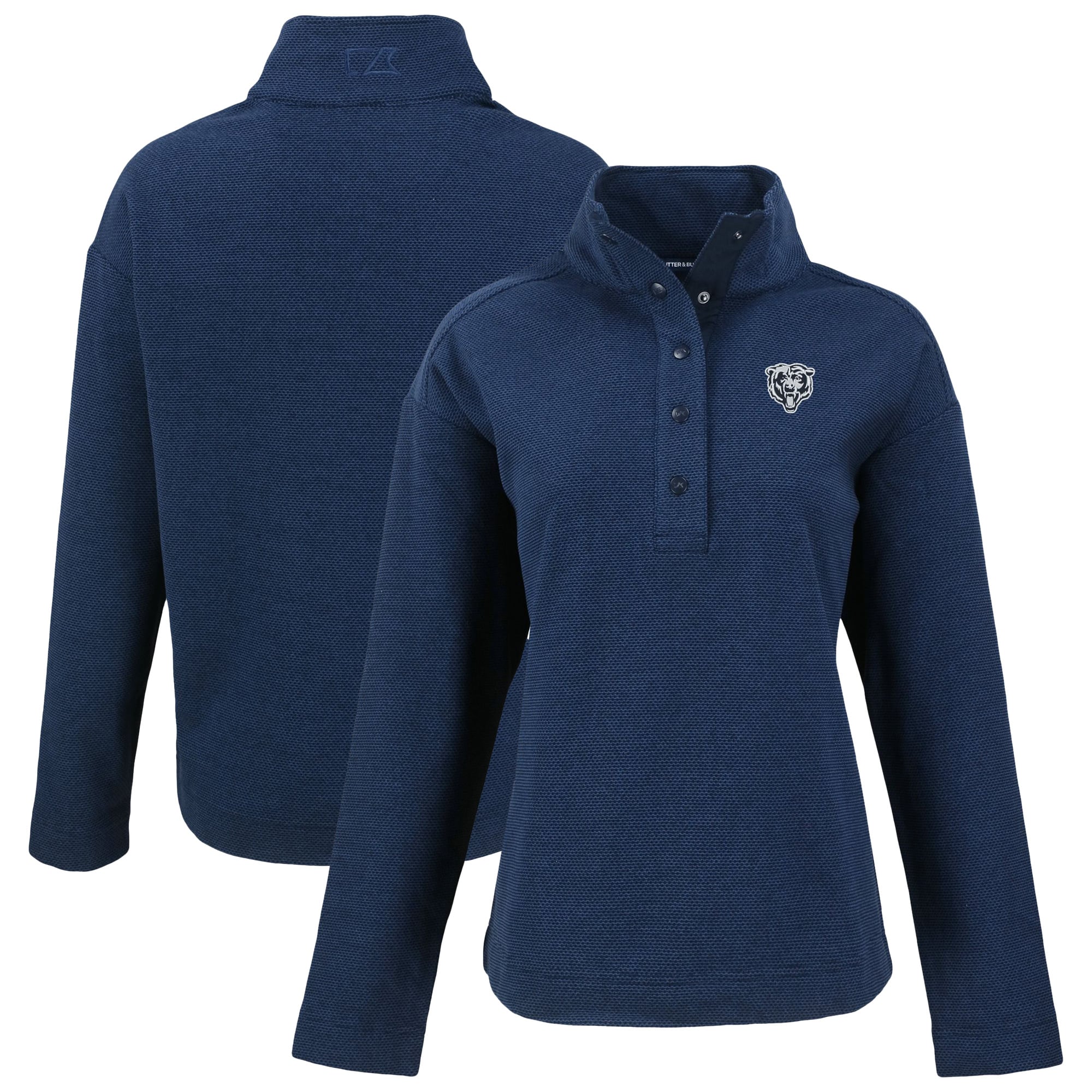 Cutter & Buck Chicago Bears Women's Navy Hunts Point Eco Half-Snap ...