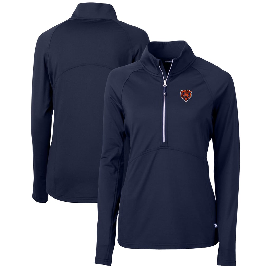 Chicago Bears Cutter & Buck Women's Throwback Logo Adapt Eco Knit Stretch Recycled Half-Zip Pullover Top - Navy
