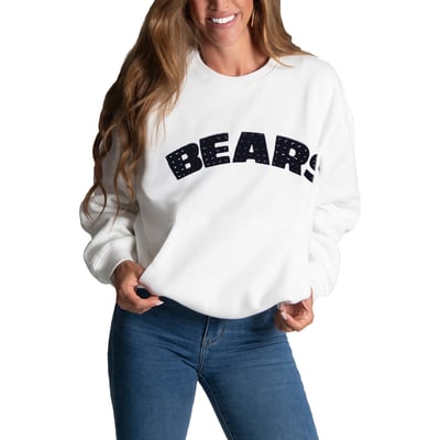 Chicago Bears FABGATING by Cuce Women's Chenille Jeweled Sweatshirt - White